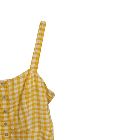 Cynthia Rowley Yellow Gingham Linen Midi Dress - Picture 4 of 8